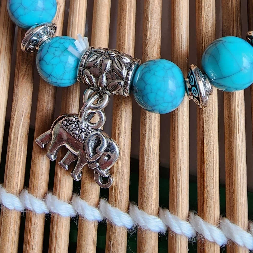 ELEPHANT Boho Turquoise Beaded Bracelet BR - Picture 3 of 3
